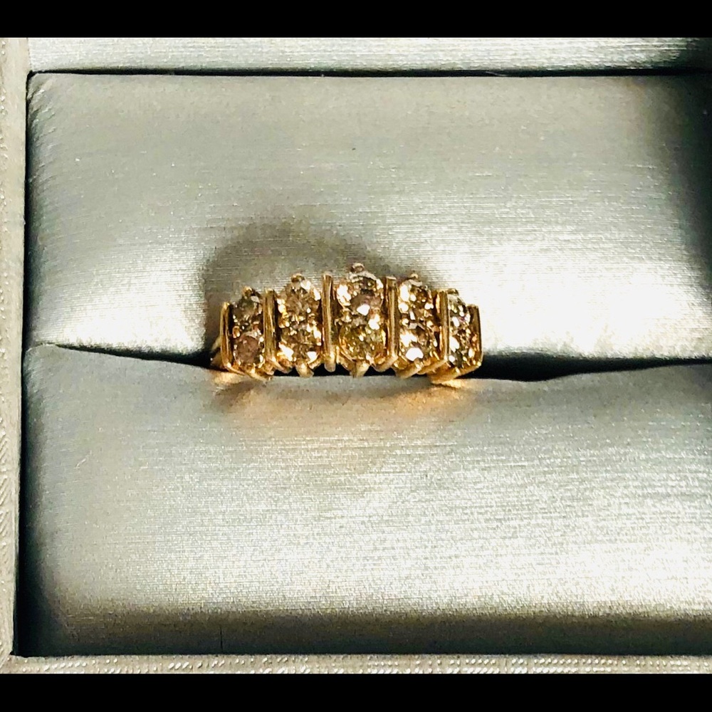 10K yellow gold Genuine Champagne Diamond Ring 1CT